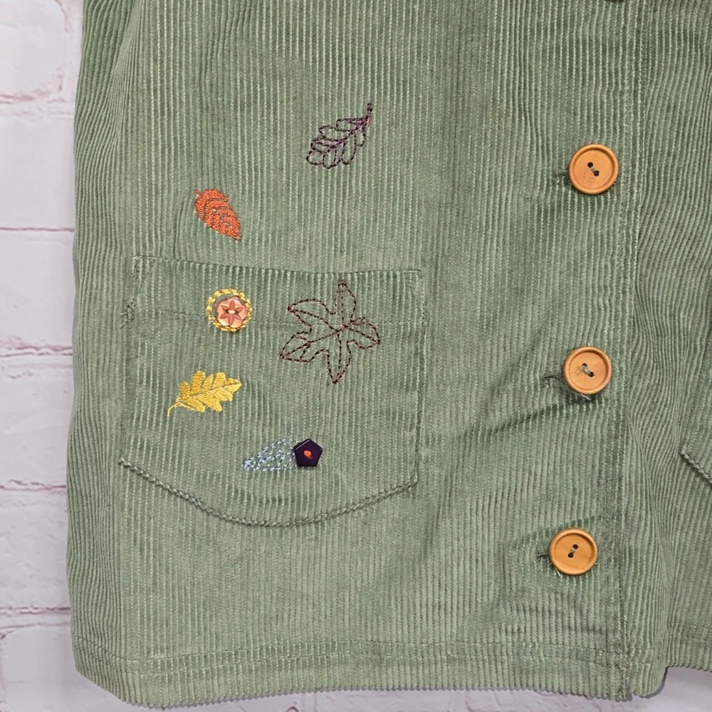 VTG Baxter & Wells Cotton Green Corduroy Fall Vest Womens Size Large - Picture 4 of 14